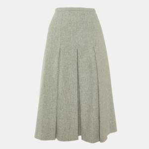 Max Mara Studio Grey Wool Pleated Midi Skirt S