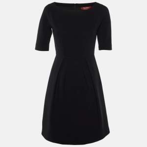 Max Mara Studio Black Crepe Pleated Short Dress M