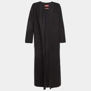 Max Mara Studio Black Wool Open Front Coat M