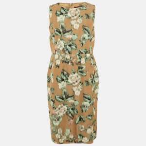 Pre Owned Max Mara Studio Brown Printed Cotton Blend Midi Dress XL