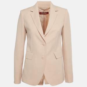 Pre Owned Max Mara Studio Pink Wool Regular Fit Blazer S