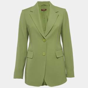 Pre Owned Max Mara Studio Green Gabardine Blazer S