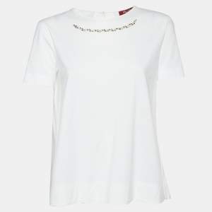 مملوكة مسبقًا Max Mara Studio White Jersey Back Tie-Up Top M