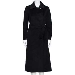 Max Mara Studio Black Wool Belted Didone Coat S 