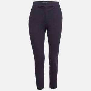 Max Mara Navy Blue Stretch Crepe Formal Trousers XS