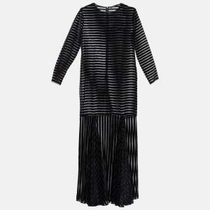 Max Mara Black Devore Petticoat Maxi Dress M