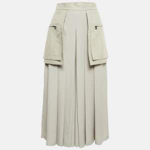 Max Mara Beige Crepe Pleated Flared Capri Pants M