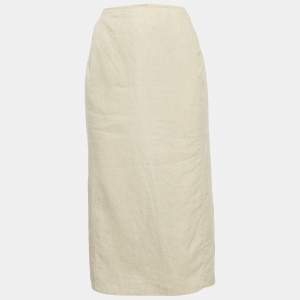 Max Mara Beige Linen Midi Skirt M