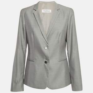 Max Mara Grey Wool Single Breasted Blazer M