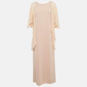 Max Mara Beige Crepe Drape Detail Sleeveless Dress M