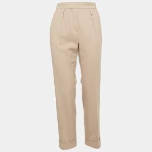 Max Mara Beige Felt Straight Leg Trousers M
