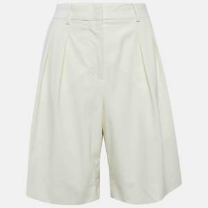 Max Mara Cream Crepe Pleated Shorts L