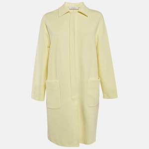 Max Mara Yellow Gabardine Single Breasted Long Coat M