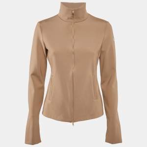 Max Mara Beige Jersey High Neck Zip-Up Jacket M