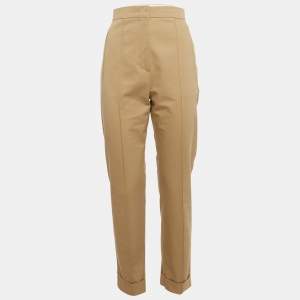 Max Mara Beige Gabardine Pintuck Detail Pants S
