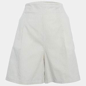 Max Mara Grey Striped Seersucker Shorts L