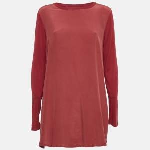 Max Mara Red Jersey and Crepe Tunic Top M