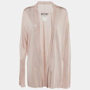 Max Mara Pink Knit Open Front Cardigan XL