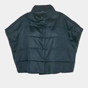 Max Mara Leisure Navy Blue Wool Blend Sleeveless Down Jacket M