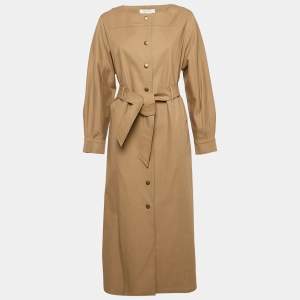 Max Mara Beige Gabardine Belted Midi Dress M