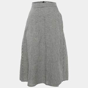 Max Mara Black/White Checkered Midi Skirt M