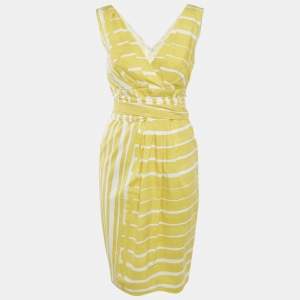 Max Mara Yellow Printed Cotton Short Dress M