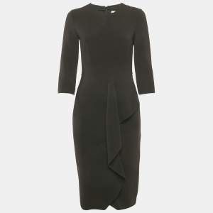 Max Mara Black Wool Ruffled Midi Dress XS