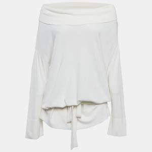 Max Mara White Knit Waist Tie Detail Oversized Sweater M