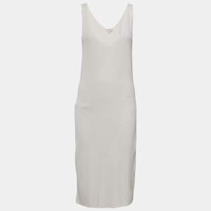 Max Mara White Stretch Knit Sleeveless Midi Dress M