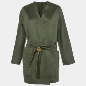 Max Mara Olive Green Cashmere Reversible Short Coat S