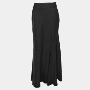 Max Mara Grey Wool Blend Pleated Maxi Skirt S