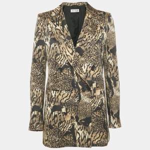 Max Mara Black Printed Silk Atelier Blazer M