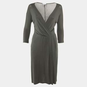 Pre Owned Max Mara Grey Jersey Midi Dress M