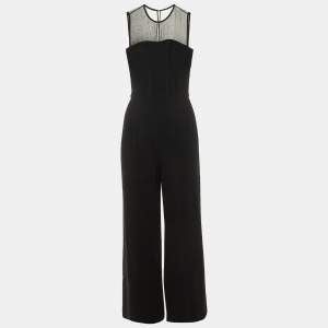 Pre Owned Max Mara Black Crepe Wide Leg Cady Jumpsuit S 
