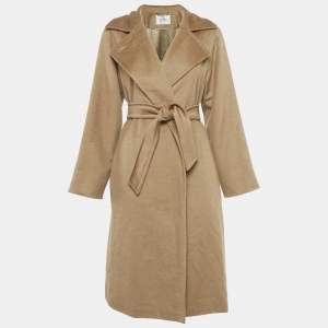 Pre Owned Max Mara Camel Brown Wool Belted Coat S 
