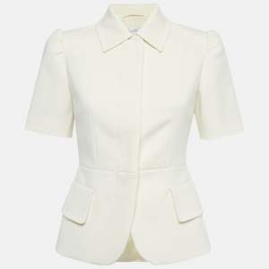 Pre Owned Max Mara Vanilla Crepe Puff Sleeve Jacket S
