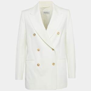 Pre Owned Max Mara White Crepe Double Breasted Blazer S