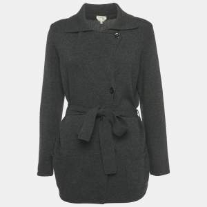 Pre Owned كارديجان ماكس مارا صوف أسود بحزام مقاس متوسط