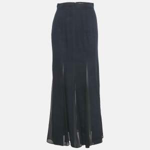 مملوكة مسبقًا Max Mara Blue Denim & Silk Nicia Pleated Maxi Skirt S