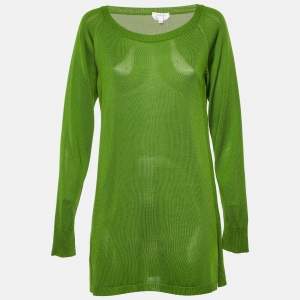 مملوكة مسبقًا Max Mara Green Silk Knit Long Sleeve Top M