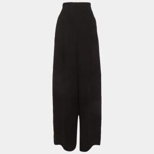 Pre Owned Max Mara Black Crepe Pleated Wide-Leg Pants S
