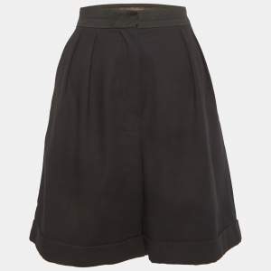 مملوكة مسبقًا Max Mara Black Cotton Pleated Shorts M