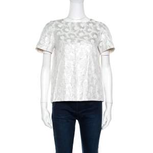 Weekend Max Mara Cream Floral Lurex Detail Falena Top M