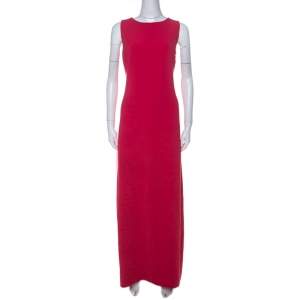 Max Mara Pianoforte Coral Pink Cady Sleeveless Rubino Maxi Dress L