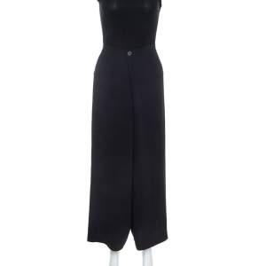 Max Mara Navy Blue Crepe Overlap Detail Culottes XS