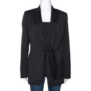 Max Mara Black Wool Tie Front Venere Blazer M