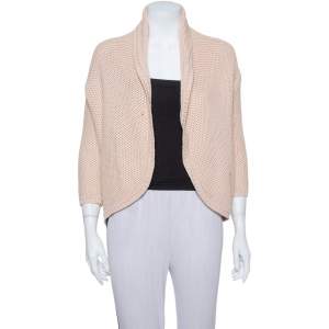 Max Mara Pink Open Knit Open Front Jacket S