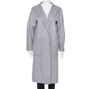 Pre Owned Max Mara Grey Cashmere Open Front Coat L