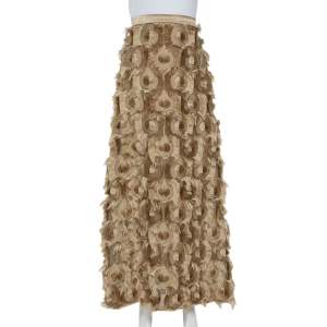 Pre Owned Max Mara Camel Brown Jacquard Ninfa fil coupé Maxi Skirt M