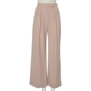 Max Mara Beige Wool Wide Leg Trousers S